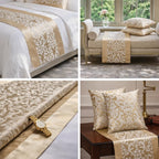 Jacquard Bed Runner Set with 2 Pillow Covers, Decorative Bed Scarf for Twin, Queen and King Beds, Matching Cushion Covers for Bedroom, Guest Room and Bedding Decor