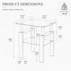 Meihua Glass End Table, Square Glass Side Table, 2-Tier Modern Nightstand with Metal Legs for Living Room&Bedroom (Transparent, 1pc)