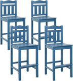 Sundale Outdoor Tall Adirondack Bar Chair Set of 4, HDPE Patio Stools with Backrest, 27.5 Inch Seat Height Tall Bistro Dining Counter Stool, All-Weather Pub Height Chair (Blue, 4 Bar Stools)