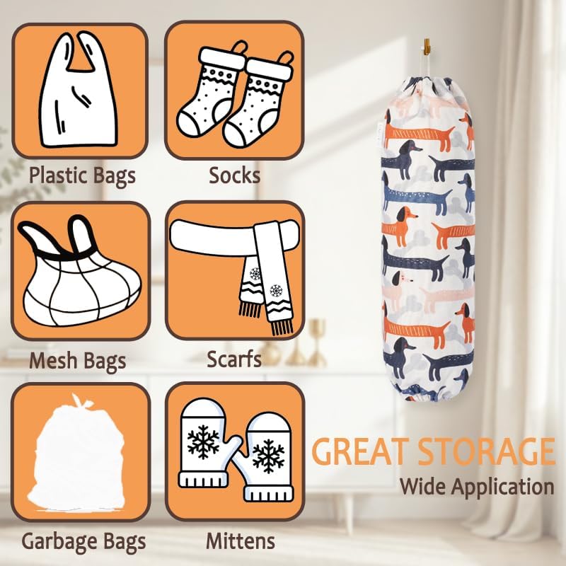 TOGETRUE Plastic Bag Holder, Cute Grocery Bag Holder for Plastic Bags, Wall Mount Bags Dispenser for Home Kitchen Decor (Dog)
