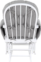 Mason Glider and Ottoman - White Wood, Oyster Fabric Comfort for Nursery or Living Space