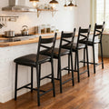 IDEALHOUSE 26 Inch Bar Stools Set of 4, Upholstered Bar Chairs with Back, Thick Cushion, Counter Height Barstools for Kitchen Island Apartment Counter Bar (4)