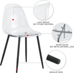 Baysitone 51 inch Glass Dining Table Set for 4, Dining Table & Chair Sets with Black Metal Legs for Kitchen, Modern Rectangle Tempered Glass Table Top&Transparent Plastic Dining Chair for Dining Room