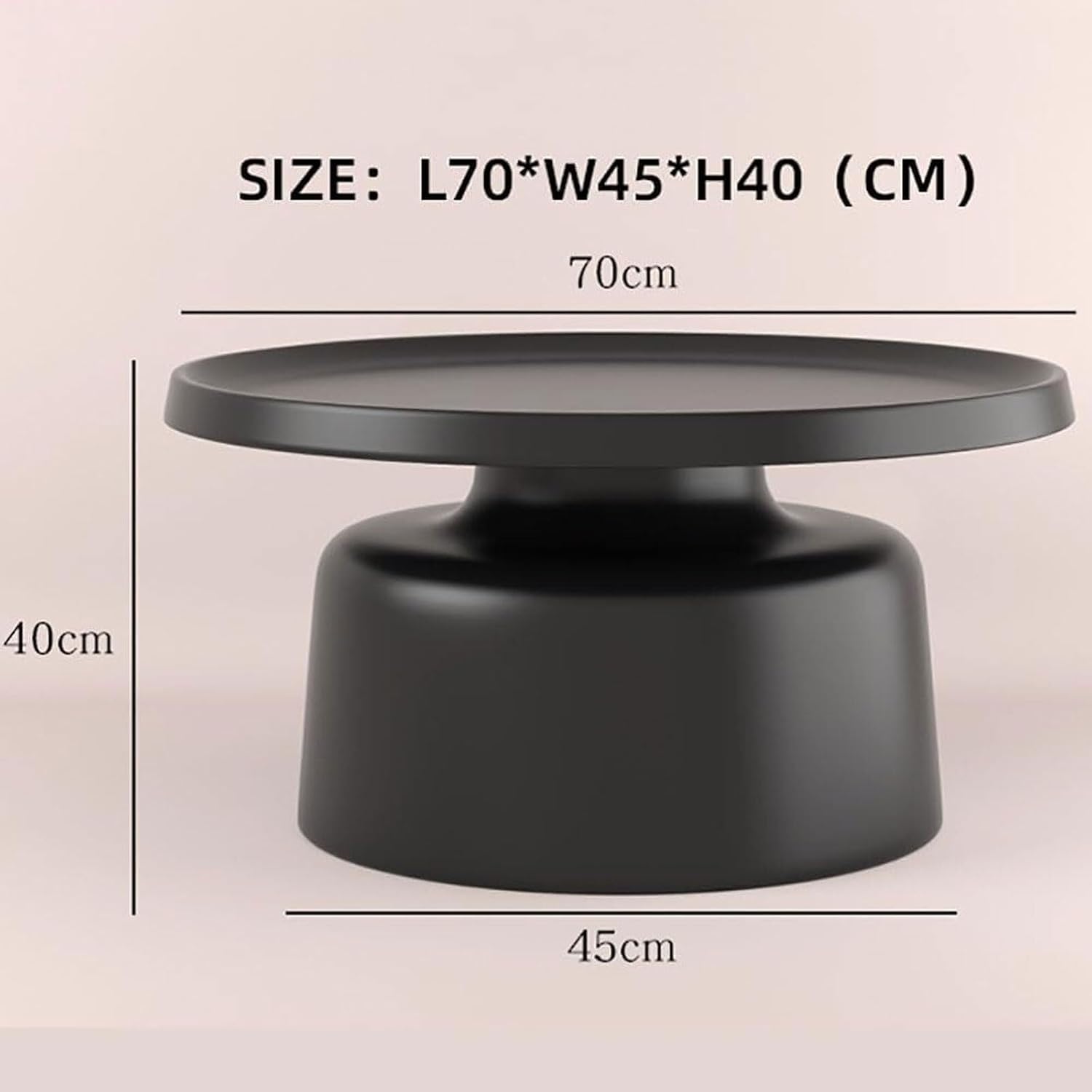Multicolor Round Coffee Table for Living Room Sofa Side Table and Balcony Accent Curved Edge Design Bottom Shelf Multi Scenario Use(Gray,70x40x45cm)