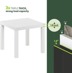 Furinno Classic Side Table, Square Modern End Table with 1.8 Thick Tabletop, Simple Night Stand, Bedside Table, Toolless Assembly, for Living Room, Bedroom, Plain White
