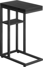 HOOBRO Side Table, Round End Accent Table with Sturdy Metal Pedestal, C Shaped Side Table with Storage Shelf, Small Snack Table BB95BZ01-BK29SF01