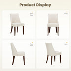 Wooden Dining Chairs Set of 6, Upholstered Farmhouse Fabric Dining Room Chair, Mid Century Kitchen Chair for Restaurant & Cafe, Beige