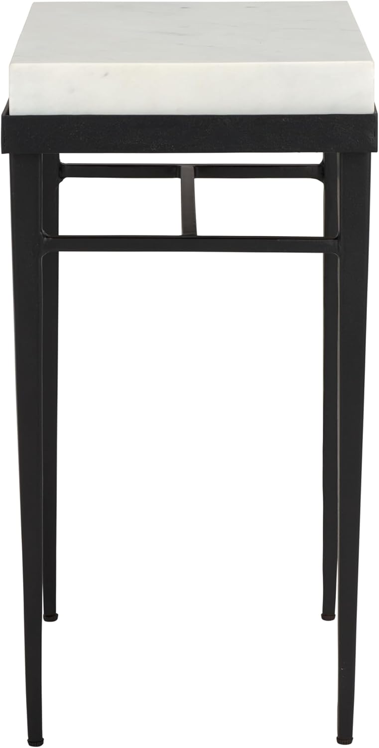 SAFAVIEH Home Collection - Eldin Side Table, Cream Marble Top with Black Metal Legs, Fully Assembled (ACC3746A)