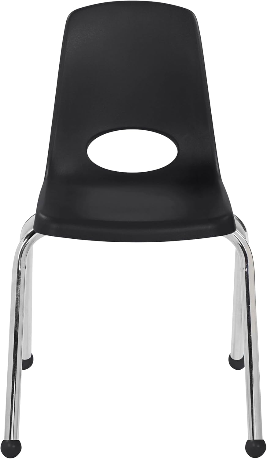 FDP 16" School Stack Chair, Stacking Student Seat with Chromed Steel Legs and Ball Glides for in-Home Learning or Classroom - Black (4-Pack), 10382-BK