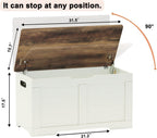 Timberer 31.5" Storage Chest, Wooden Storage Bench, Lift Top Toy Chest with 2 Safety Hinges, Large Toy Box, Entryway Shoes Bench for Living Room, Bedroom, Brown and Rustic White