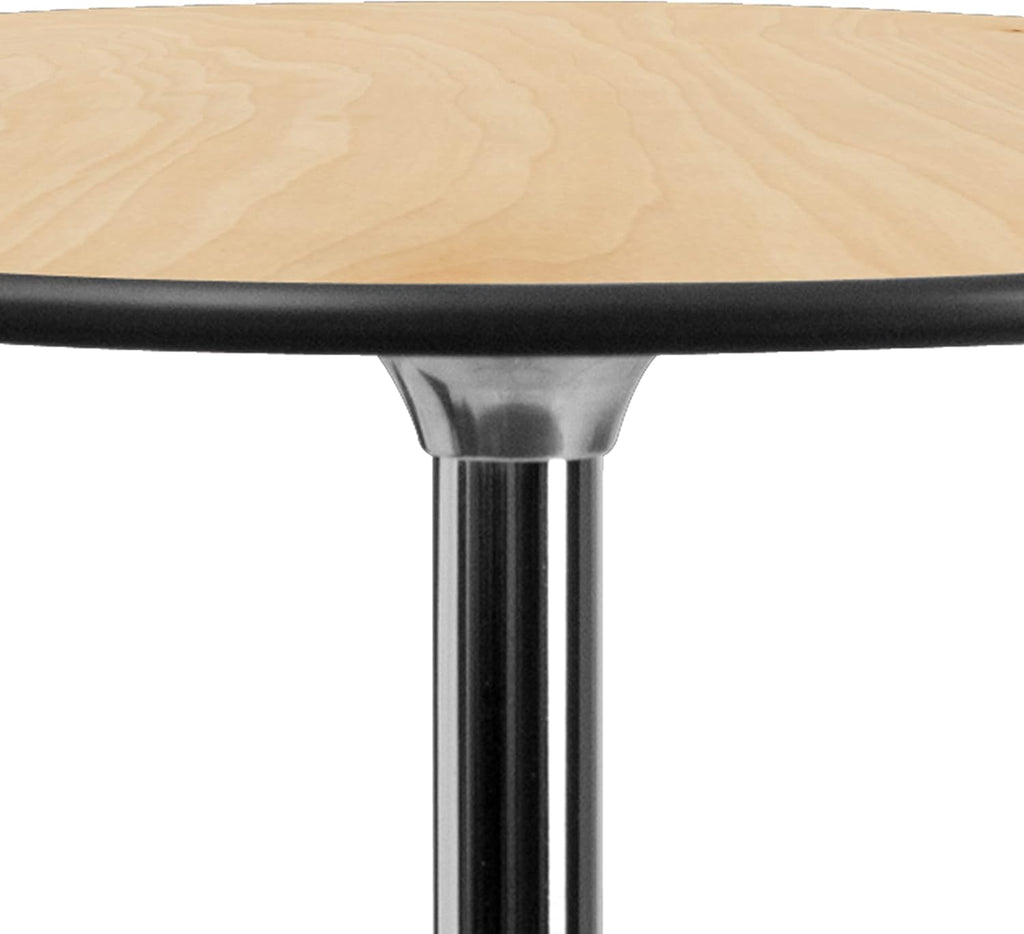 Flash Furniture Lars 36'' Round Wood Cocktail Table with 30'' and 42'' Columns, Wood Bar Height Table for Commercial or Residential Use, Natural