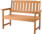 VEVOR Outdoor Bench, 50.5 inch, 800 lbs Weight Capacity for 2-3 Persons, Weatherproof Plastic Frame with Backrest and Wide Armrests, Outside Bench for Patio, Garden, Park, Yard, Natural Wood Color