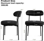 Modern Boucle Dining Chair Set of 4 with Round Lambswool Upholstered Cushion Backrest and Metal Legs for Dining Room Kitchen Restaurant Living Room(Black&Black Leg)