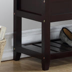 End of Bed Wood Bench for Bedroom, Mid Century Retro Upholstered 35.4'' Wooden Storage Shoe Bench Ottoman for Entryway, Hallway, Bedroom.