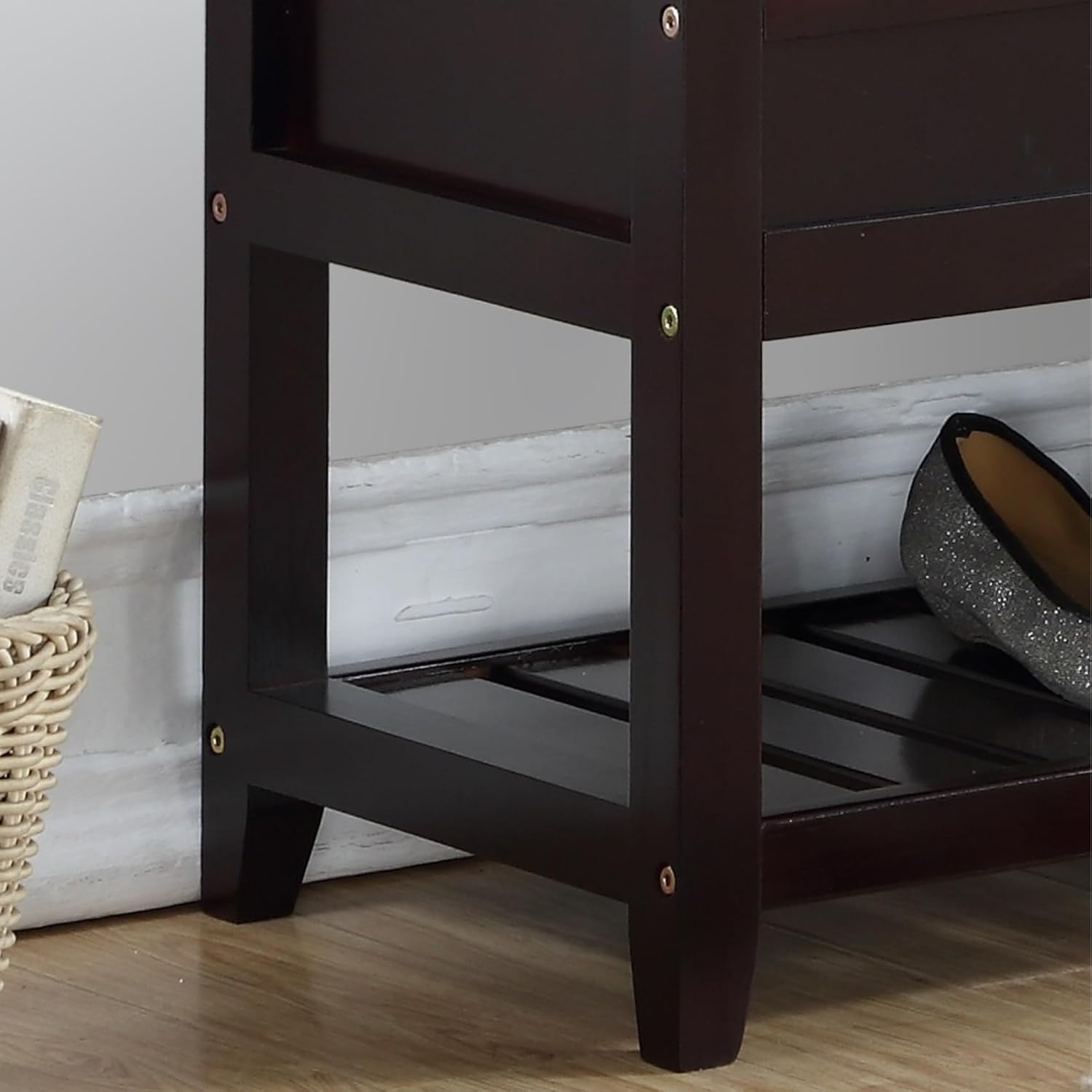 End of Bed Wood Bench for Bedroom, Mid Century Retro Upholstered 35.4'' Wooden Storage Shoe Bench Ottoman for Entryway, Hallway, Bedroom.