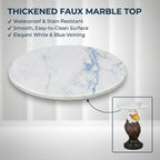 Animal End Tables, Eagle Head Accent Table with Artificial Marble Top, Resin Animal Statue Side Table for Living Room, Bedroom, Man Cave, Home Bar