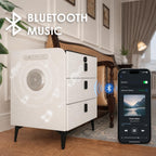 Smart Nightstand with Wireless Charging, with Fingerprint Lock Drawer, Night Stand with Charging Station,2 USB, LED Lights Bluetooth Speaker Side Table for Bedroom/Living Room (White)