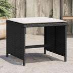 4-Piece Garden Stool Set with Cushions, Black and Cream, Square Outdoor Stools with Removable Polyester Cushions, Metal Frame and PE Rattan, 242.5 lbs Capacity per Stool for Patio