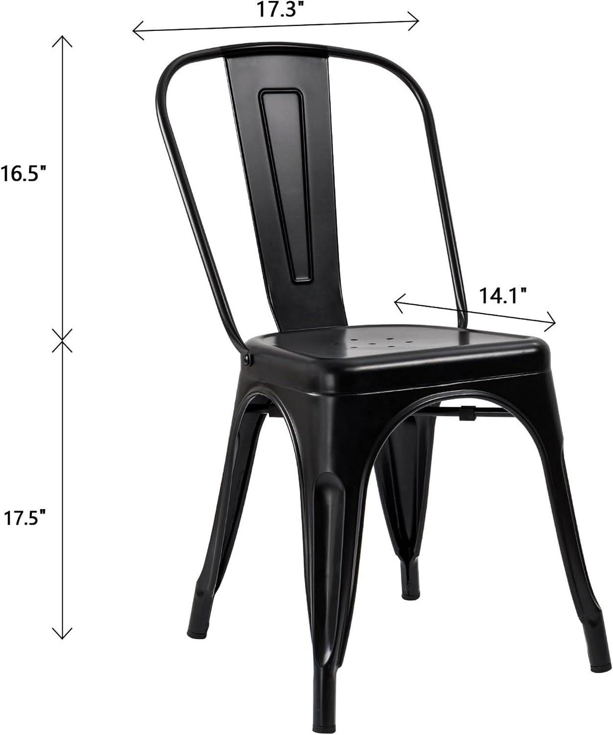 Flamaker Metal Dining Chairs Indoor-Outdoor Use Stackable Side Chairs with Back Industrial Kitchen Classic Trattoria Chair Set of 4 (Black)