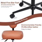 Ergonomic Criss Cross Chair for ADHD, Height Adjustable 47.5-59cm, Dual-Layer Cushion Converts to Regular Seat, PU Leather, Wheels, Adjustable Backrest 90-120°, Perfect for Home Office Meditation