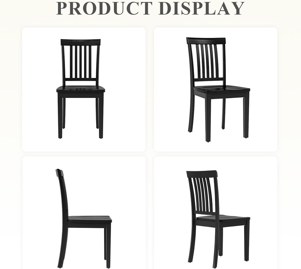 Farmhouse Dining Chairs Set of 6 – Solid Wood Rustic Kitchen Chairs with Spindle High Backrest and 17.3-Inch Wide Seat, French Country Style for Dining Room