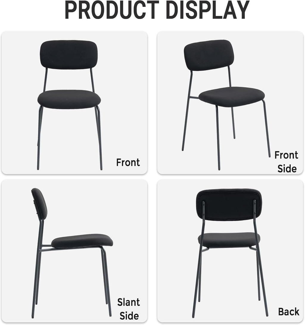 Sidanli Stackable Waiting Room Chairs, Armless Upholstered Guest Chairs Set of 4 with Comfotable Cushion for Conference Reception Break Room Lobby, Black