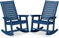 BRIOPAWS Outdoor Rocking Chairs | Set of 2 | Porch Rockers | HDPE Plastic| Blue | Oversized | Patio Rocker Chair | High Back | for Big Man | Weather Resistant | for Outside Deck Balcony Front Backyard