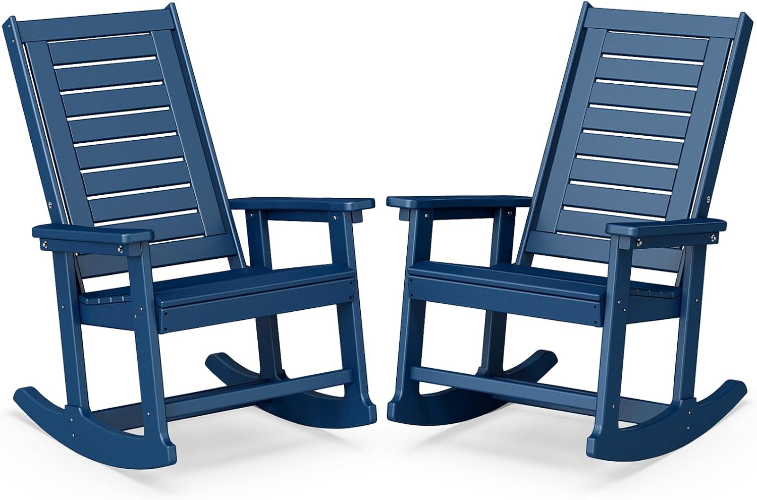 BRIOPAWS Outdoor Rocking Chairs | Set of 2 | Porch Rockers | HDPE Plastic| Blue | Oversized | Patio Rocker Chair | High Back | for Big Man | Weather Resistant | for Outside Deck Balcony Front Backyard