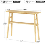 39.4" Solid Bamboo Entryway Console Table, Sofa Table Behind Couch, Narrow Bamboo Wood Entry Table with Storage Shelves for Living Room, Hallway，Modern, Easy Assembly, Natural