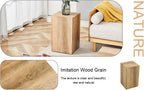 Natural Wood Marble Texture Side Table, MDF End Table, 11.8 x 11.8 x 19.6 Inch, Rectangular Living Room Accent