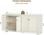 ONBRILL 60" Buffet Cabinet with Storage, 4 Doors Sideboard Buffet Cabinet with Adjustable Shelves, Modern Coffee Bar Console Table for Living Room, Kitchen, Entryway, Grey