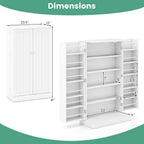 LOKO 41” Kitchen Pantry Cabinet, 5-Tier Storage Cabinet with 17 Shelves & 12 Guardrails, 3-Level Adjustable Shelves, Modern Food Cabinet with Anti-toppling Kit for Dining Room, Living Room (White)