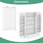 LOKO 41” Kitchen Pantry Cabinet, 5-Tier Storage Cabinet with 17 Shelves & 12 Guardrails, 3-Level Adjustable Shelves, Modern Food Cabinet with Anti-toppling Kit for Dining Room, Living Room (White)