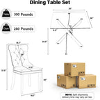 5 Piece Silver Luxury Glass Dining Set, Modern Minimalist Kitchen Table Set for 4, 36'' Clear Square Glass Top Dinner Room Set, Grey High-end Tufted Chairs, for Small Place Living Room