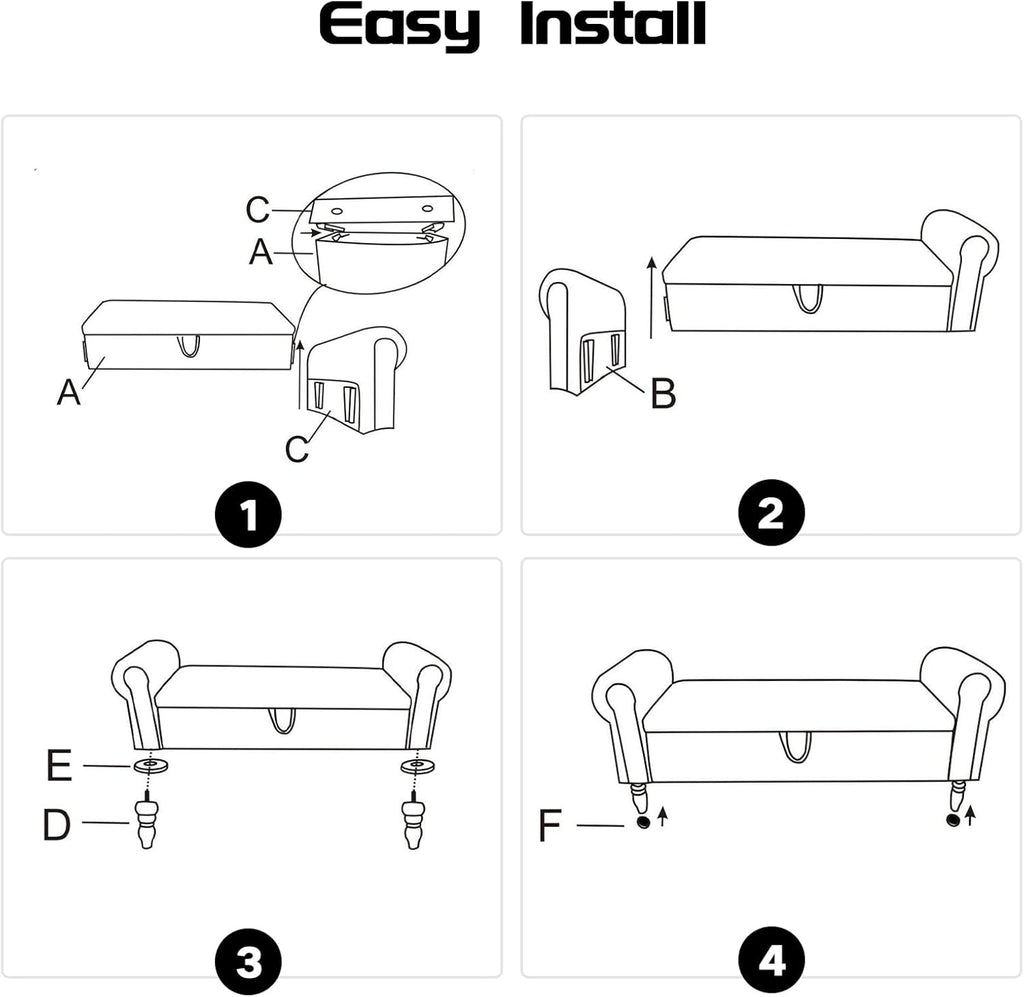 51.5" Storage Ottoman Bench, Upholstered Corduroy Storage Benches for Bedroom, End of Bed Storage Bench for Living Room & Entryway, Window Benches for Foot of Bed, White