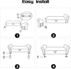 51.5" Corduroy Storage Bench, End of Bed Bench with Storage, Upholstered Bedroom Bench with Rolled Arm, Ottoman Bench for End of Bedroom, Living Room, Entryway (Black)