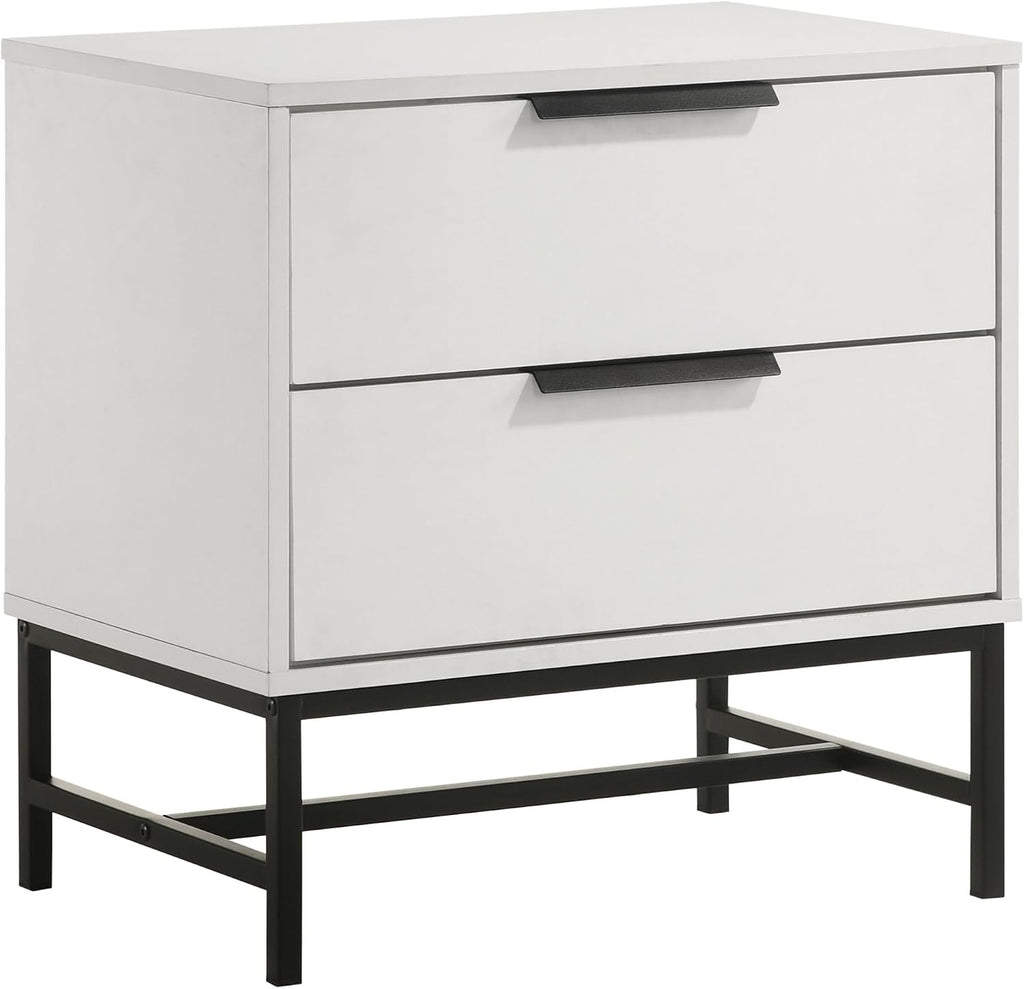 White 2-Drawer Nightstand Bedside Table,for Small Spaces
