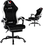 Velvet Gaming Chair, Ergonomic High Back Racing Chair with Footrest, Spring Wide Cushion, Adjustable Headrest & Lumbar Support, 90-135° Recline, 360° Swivel, 300lbs for Home Office, White