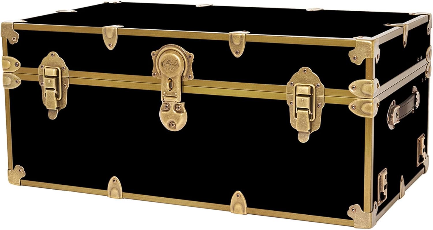 Rhino Trunk & Case Classic Camp & College Trunk with Antique Brass Hardware - 30"x17"x13", 1500+ lbs Capacity - Soft-Close Lid. Strong, USA Made Summer Camp Footlocker and Secure Dorm Storage Chest