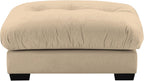 Velvet Upholstered Ottoman Footstool with Cushion for Sectional Sofa Couch 300lbs for Living Room（Camel）