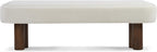 Christopher Knight Home Damas 60.04" Fabric Upholstered Dining Bench, Wooden Entryway Bench, Long Sofa Footstool for Living Room, Bedroom End of Bed Bench, Milky White+Walnut