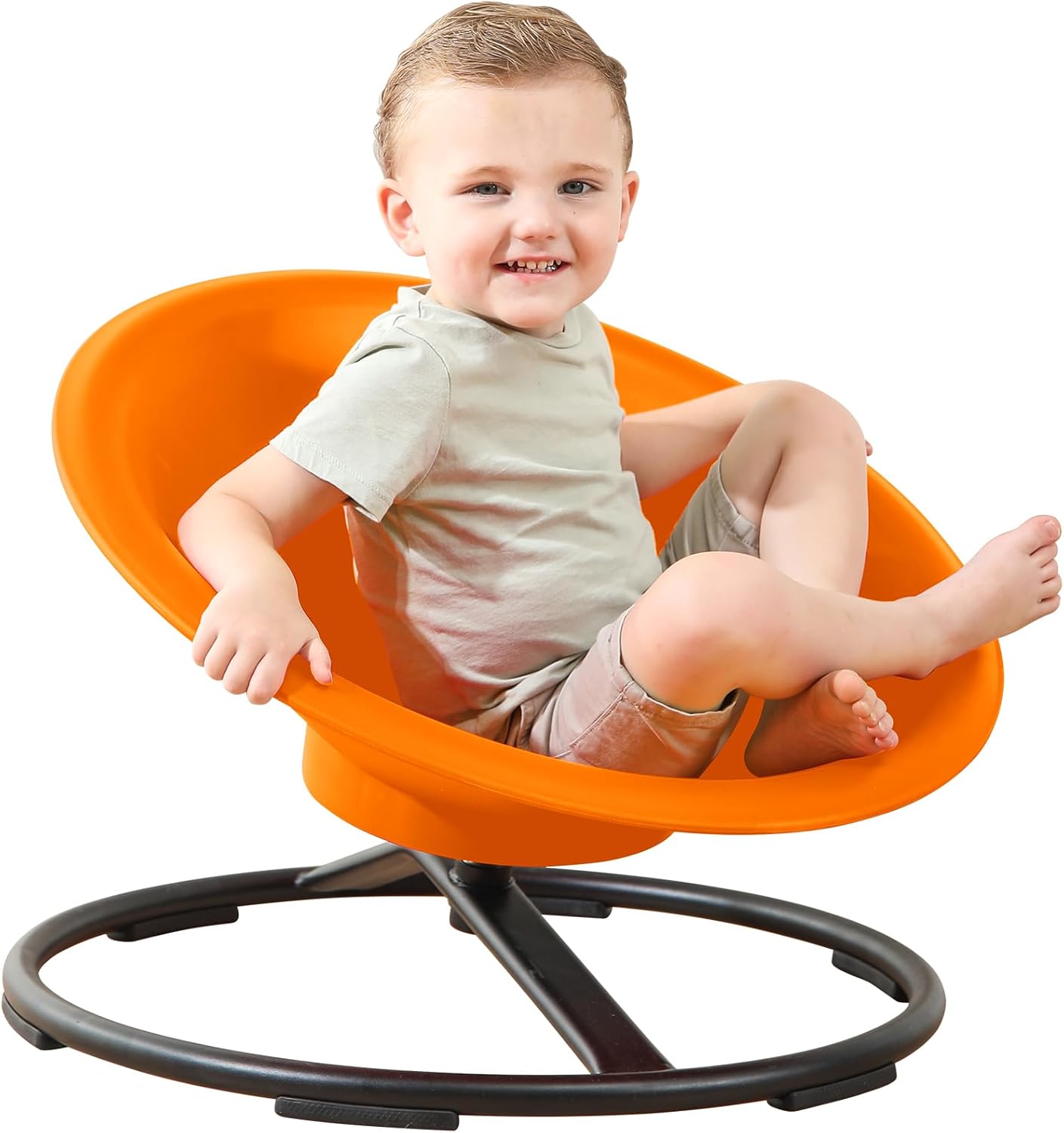 Spinning Chair for Autistic Kids, Sit and Spin Autism Toys for Age 3+, Sensory Swivel Chair Enhancing Motor Skills, Educational Indoor & Outdoor Toys (Orange)