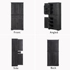 71.3" Tall Kitchen Pantry Cabinet with 3 Pull Out Organizers, Farmhouse Embossed Storage Cabinet with 6 Door Shelves, 2 Drawers, Freestanding Cupboard for Kitchen, Dining Room Black