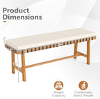 Tangkula Acacia Wood Outdoor Bench with Padded Cushion, 48" Long Dining Bench with Washable Zippered Cover, Backless Wooden Entryway Bench, Garden Poolside Porch Balcony Deck Indoor Furniture (1)