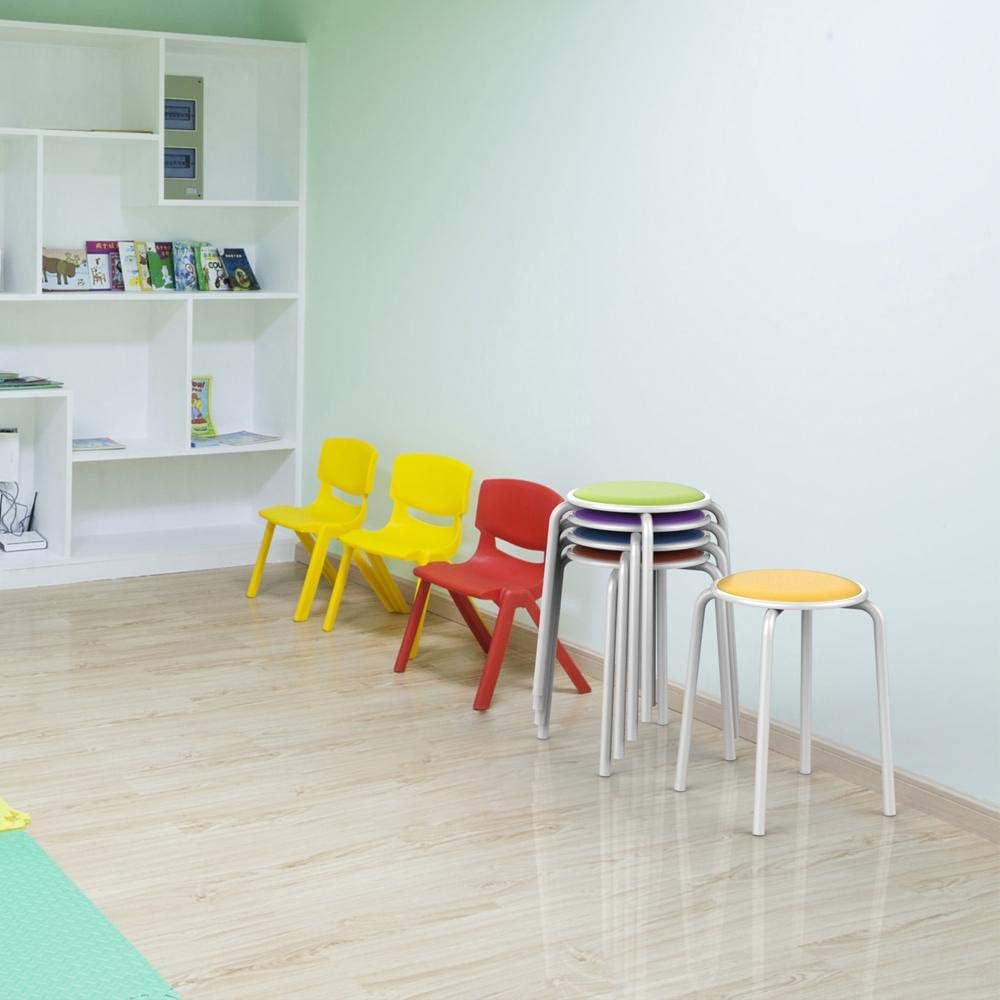 Topeakmart Metal Stack Stools with Padded Seat Soft Bar Stools Portable Furniture Flexible Seating 17.7in Height Pack of 5