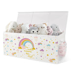 Extra Large Collapsible Toy Box with Lids, Sturdy Storage Organizer, 38"x16"x13" Toy Chest for Playroom, Nursery, Bedroom, Living Room (Rainbow and Stars)