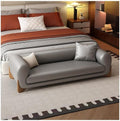 Modern Bed End Stool Light Luxury Leather Sofa Bench Bedroom Clothing Store Cloakroom Bedside Entryway(Gris,Medium)