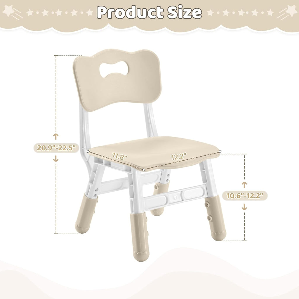 DOREROOM Adjustable Toddler 2 Chairs Set, 3 Level Adjustable Children’s Chair for Age2-8, Durable and Lightweight, Maximum Load-Bearing 180LBS, Plastic Kids Chairs for Classroom/Daycare/Home
