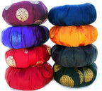 Zen Zafu Sitting or Meditation Cushion with Silk Brocade Cover (Green)