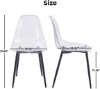 Dining Chairs Set of 4, Modern Acrylic Kitchen Chairs with Transparent Seat, Clear Kitchen Side Chairs with Metal Legs for Living Room, Counter, Dining Room, Kitchen, Reception